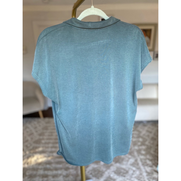 Green Envelope Ribbed Button-Up Collared Shirt Dark Academia Preppy Fairycore L - Picture 3 of 6